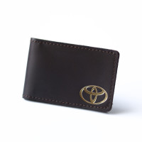 Обкладинка для ID-паспорта "Toyota",темно-коричнева з позолотою.