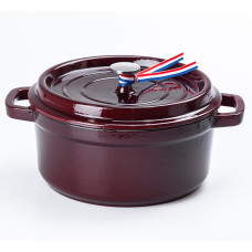 Кокотниця чавунна з емальованим покриттям 3л діаметр 23см темно-червоний Кокотниця чавунна з емальованим покриттям 3л діаметр 23см темно-червоний