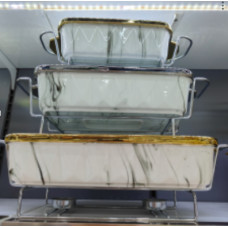 Марміти керамічні прямокутні 3 шт із кришкою з жаростійкого скла Марміти керамічні прямокутні 3 шт із кришкою з жаростійкого скла